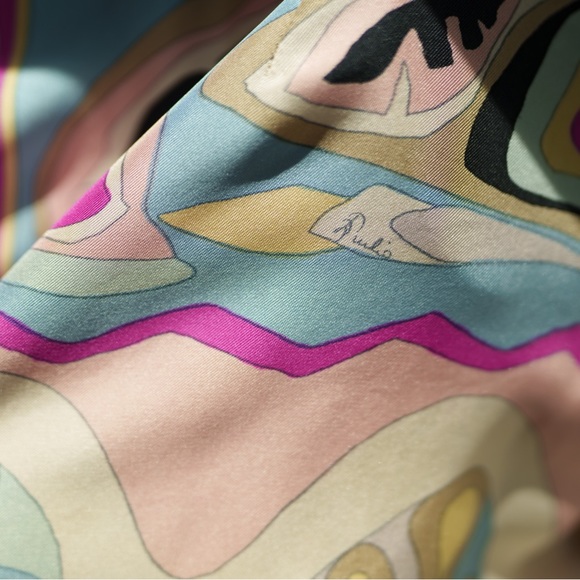 EMILIO PUCCI Vintage Multicolour Psychedelic Long Sleeve Silk Blouse - Picture 4 of 13